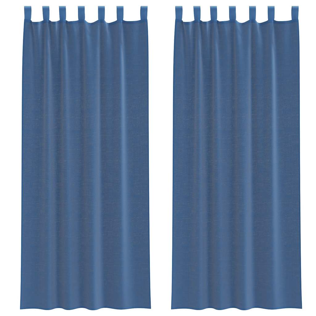 voile-gardiner med løkker 2 stk. 140x260 cm kongeblå