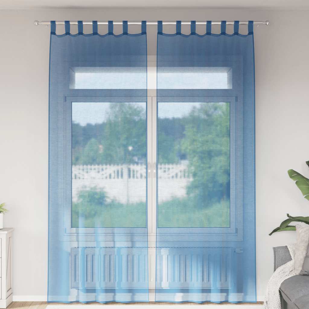 voile-gardiner med løkker 2 stk. 140x260 cm kongeblå