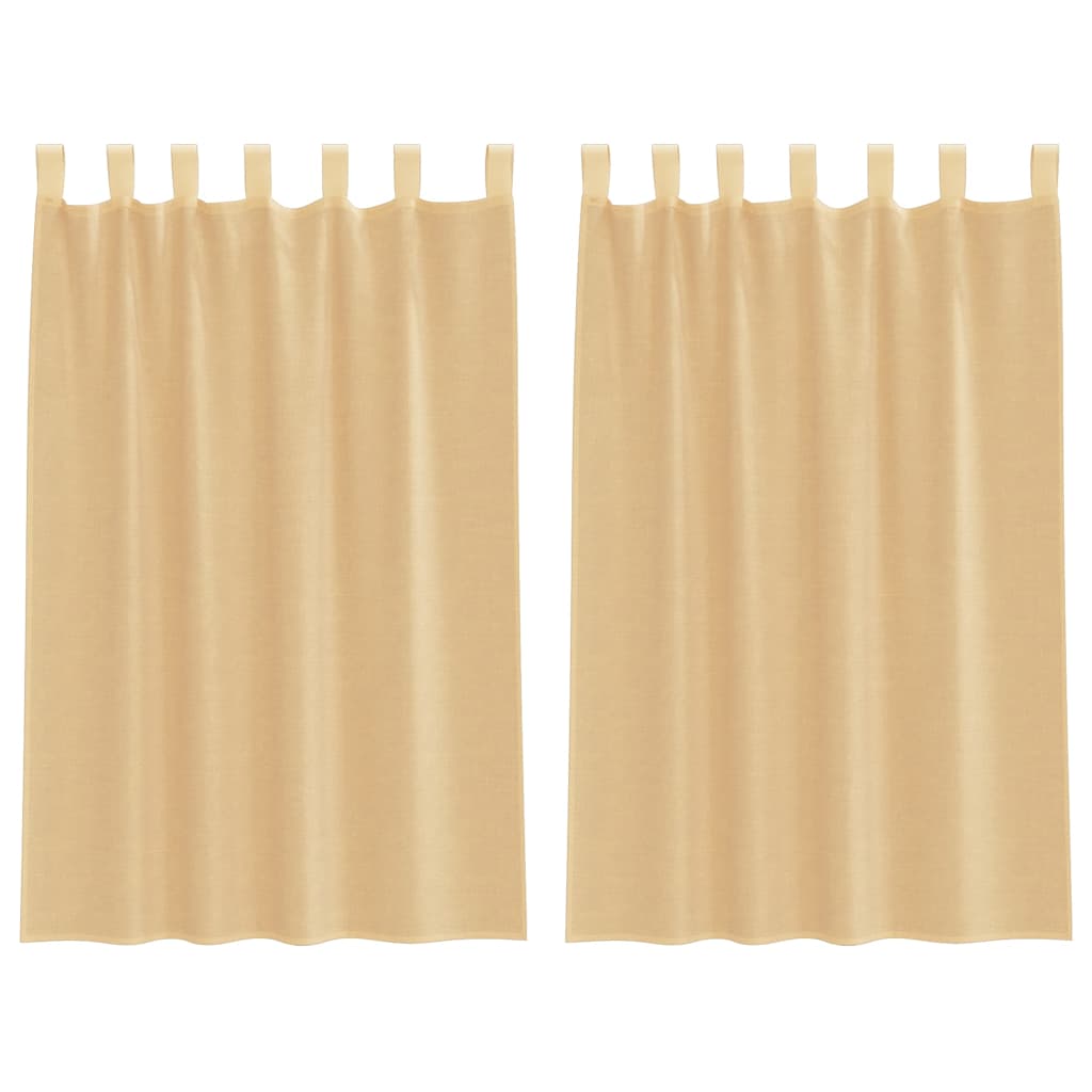 voile-gardiner med løkker 2 stk. 140x175 cm sandfarvet