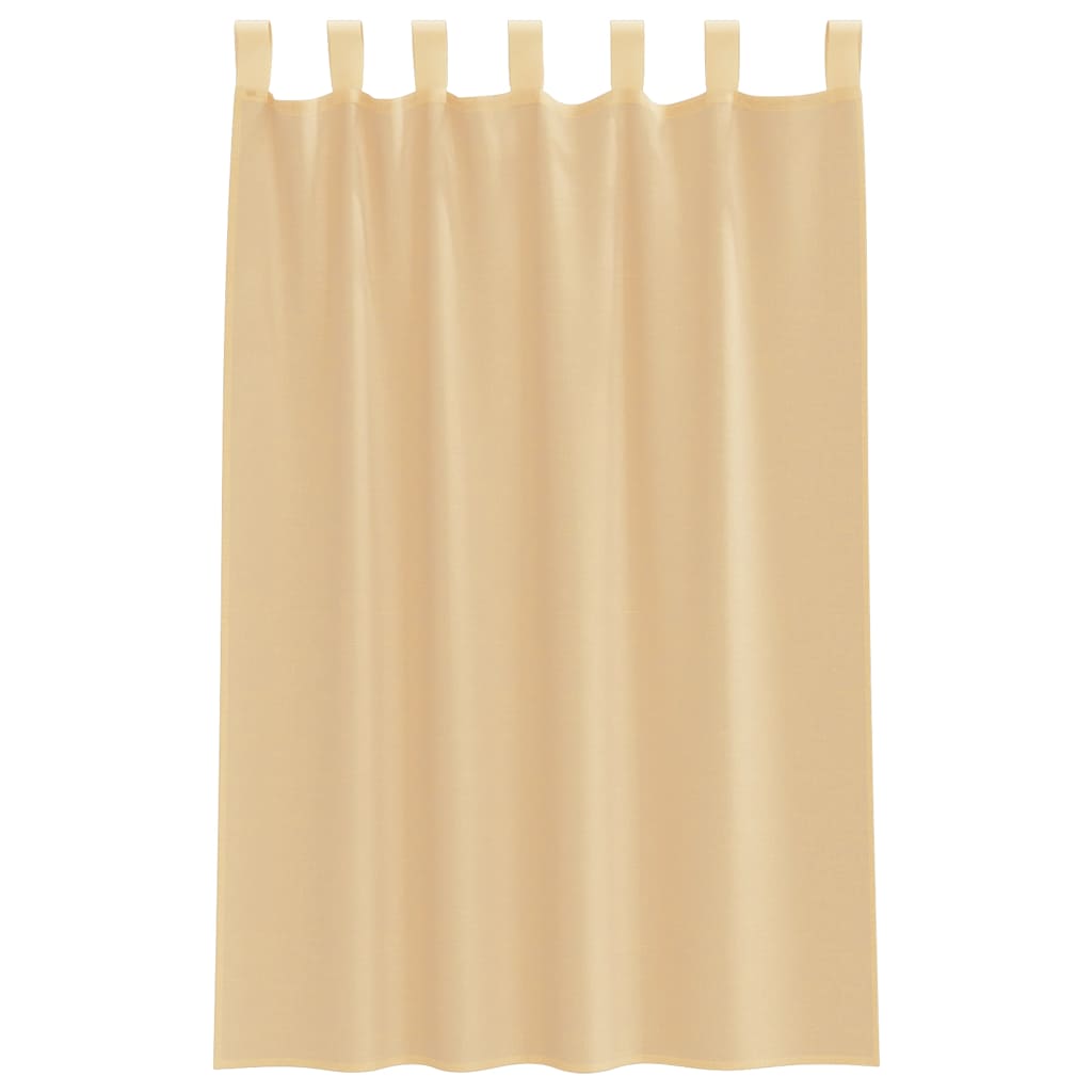 voile-gardiner med løkker 2 stk. 140x175 cm sandfarvet