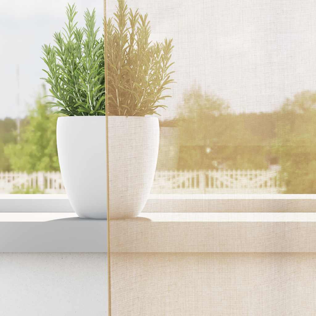 voile-gardiner med løkker 2 stk. 140x245 cm sandfarvet