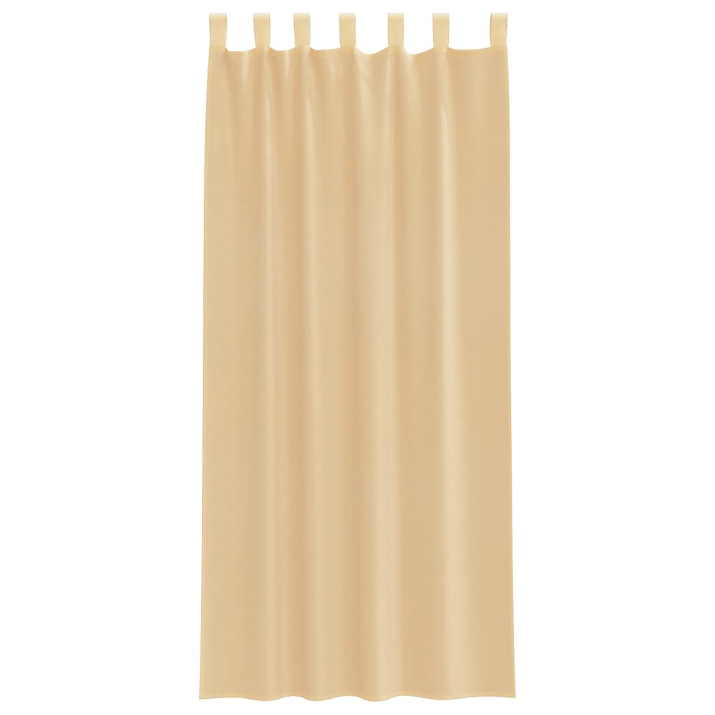 voile-gardiner med løkker 2 stk. 140x245 cm sandfarvet