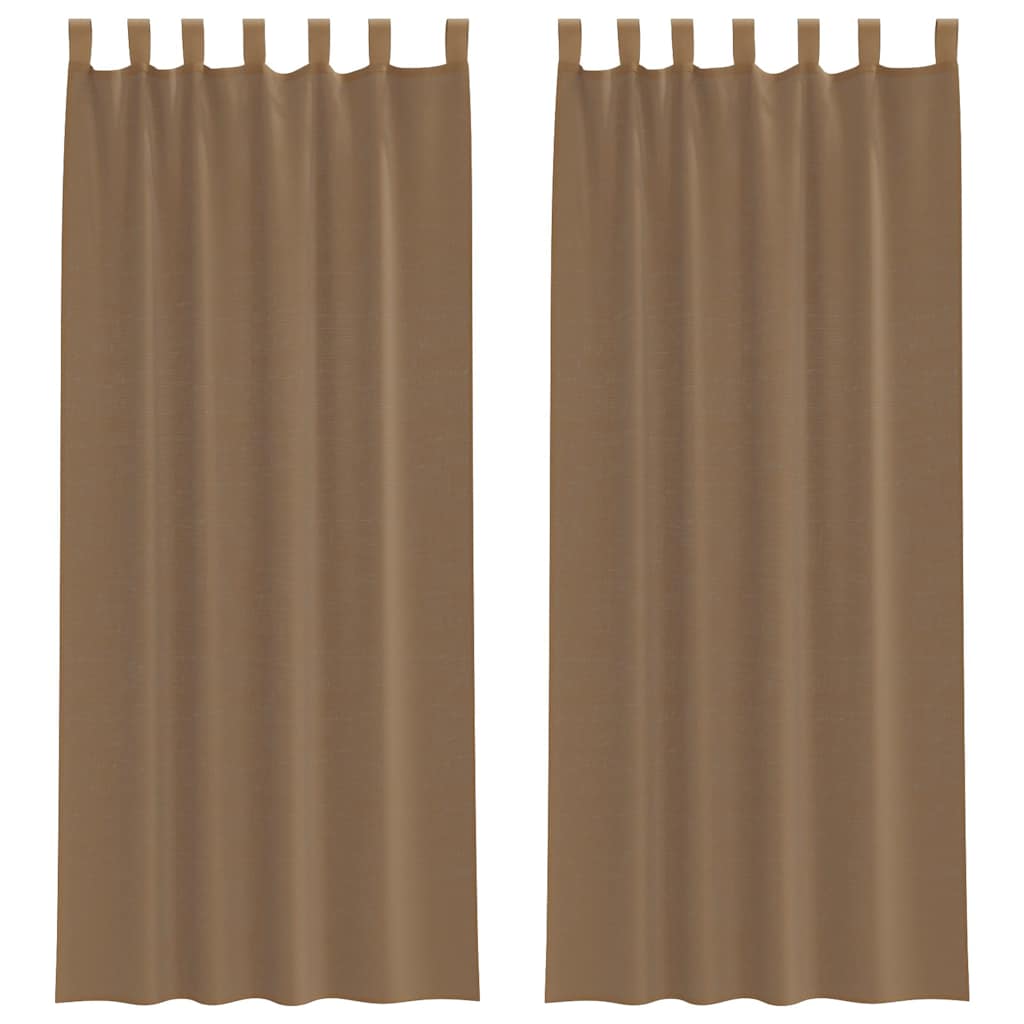 voile-gardiner med løkker 2 stk. 140x260 cm lysebrun