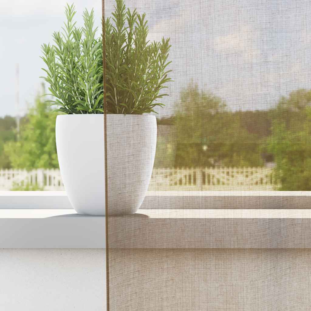 voile-gardiner med løkker 2 stk. 140x260 cm lysebrun