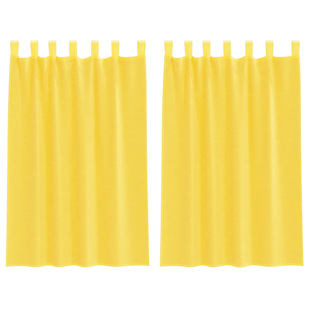 voile-gardiner med løkker 2 stk. 140x175 cm gul