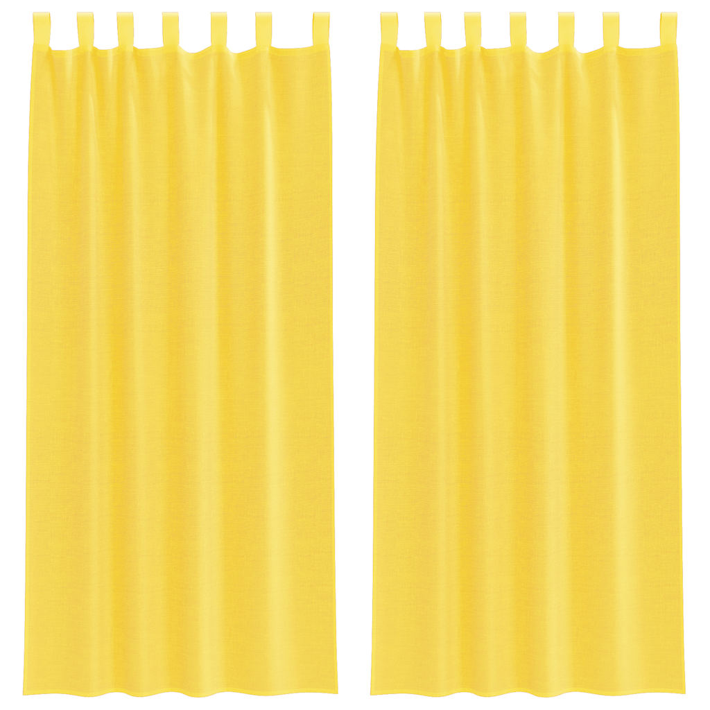 voile-gardiner med løkker 2 stk. 140x245 cm gul