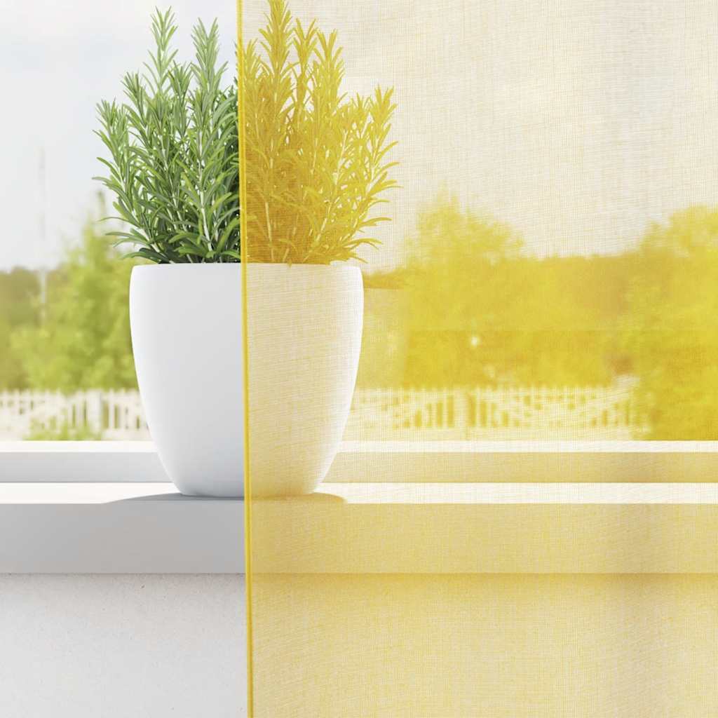 voile-gardiner med løkker 2 stk. 140x245 cm gul