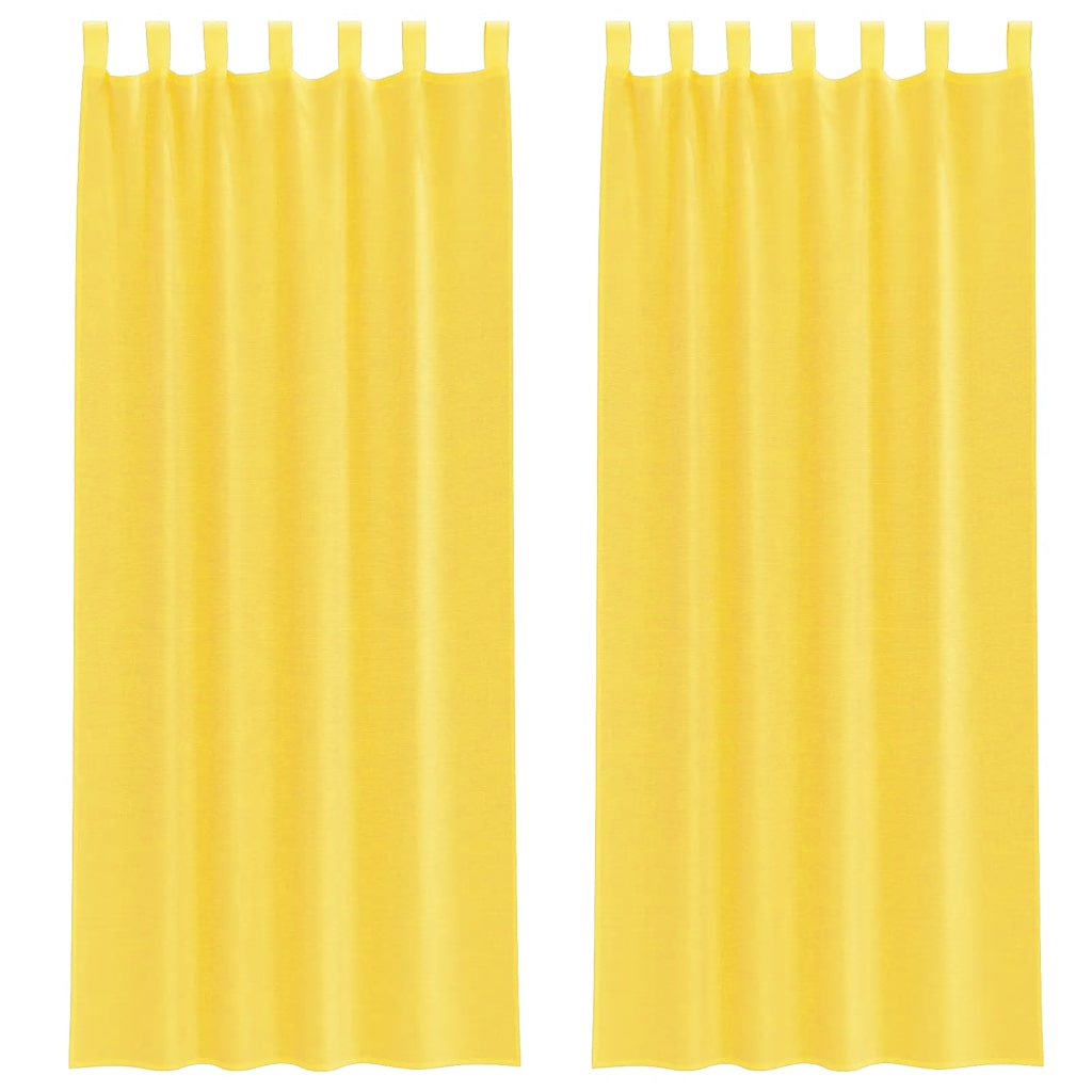 voile-gardiner med løkker 2 stk. 140x260 cm gul
