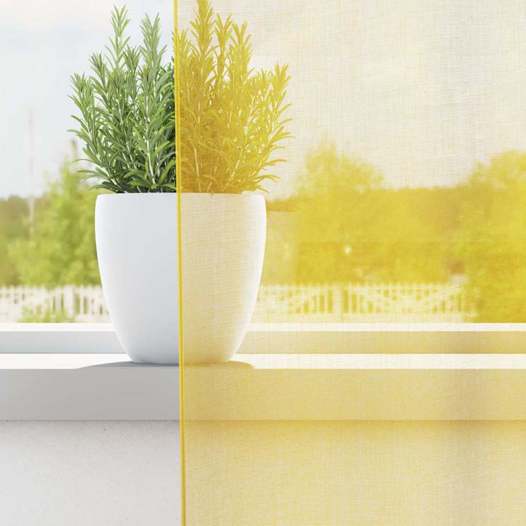 voile-gardiner med løkker 2 stk. 140x260 cm gul