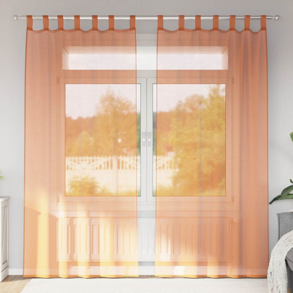 voile-gardiner med løkker 2 stk. 140x245 cm terrakottafarvet