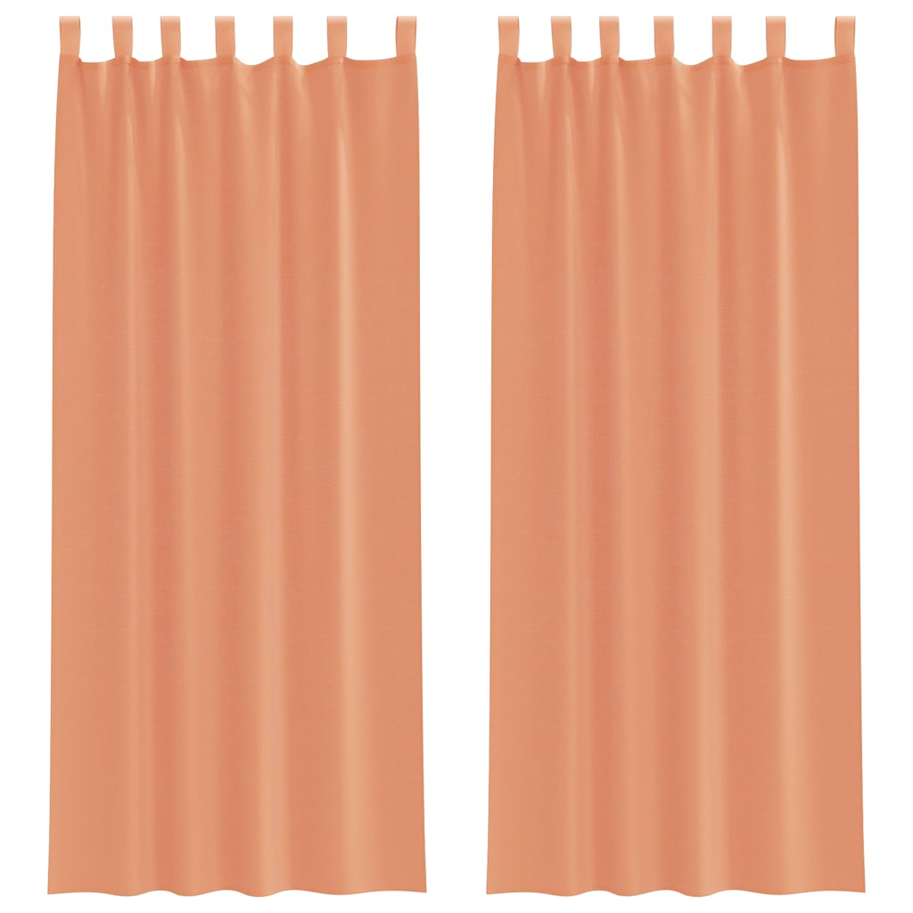 voile-gardiner med løkker 2 stk. 140x260 cm terrakottafarvet