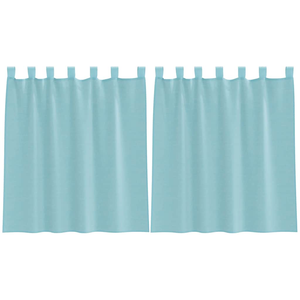 voile-gardiner med løkker 2 stk. 140x140 cm turkis