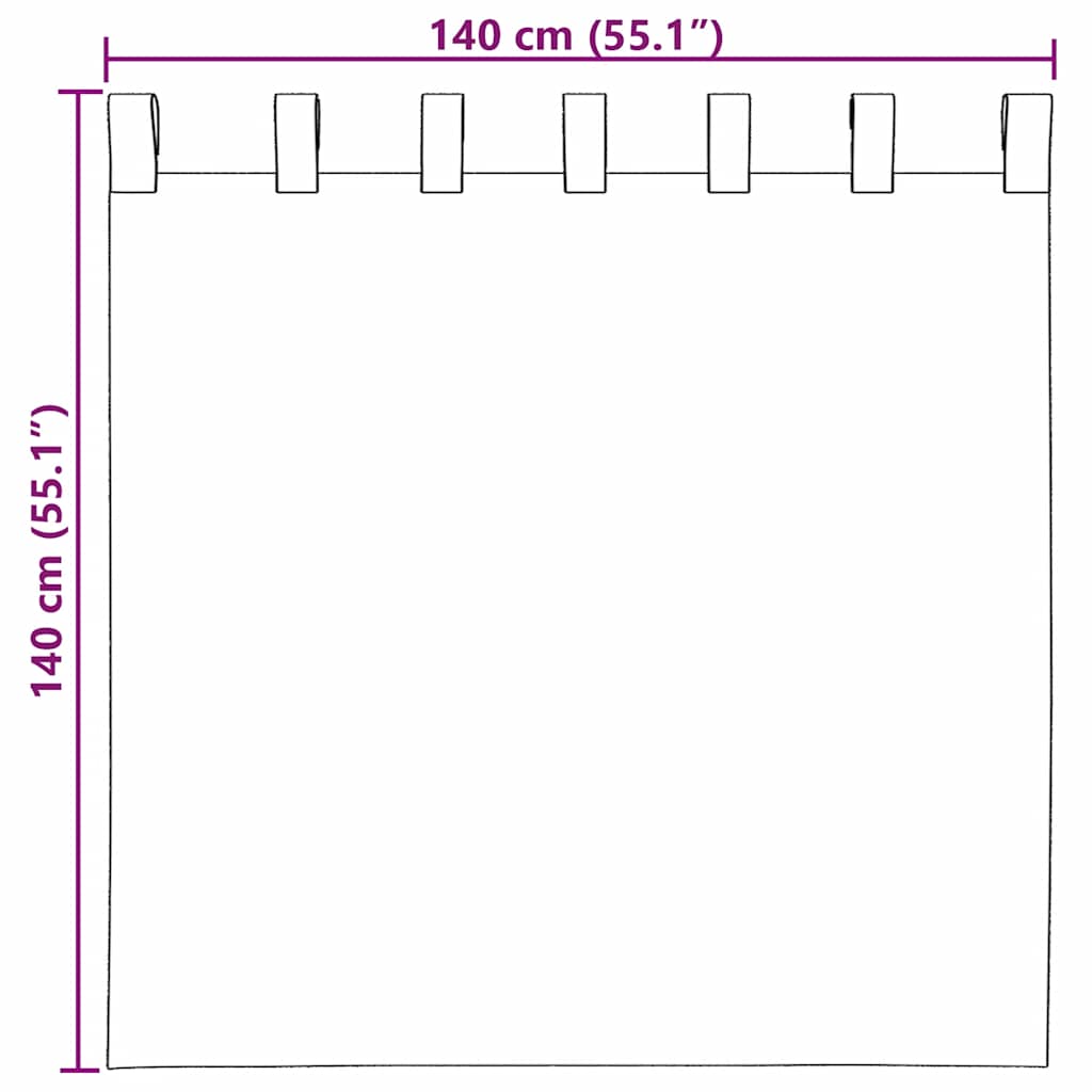 voile-gardiner med løkker 2 stk. 140x140 cm turkis