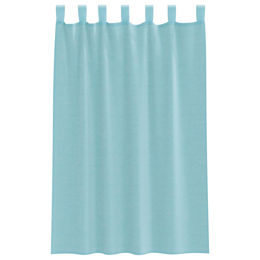 voile-gardiner med løkker 2 stk. 140x175 cm turkis