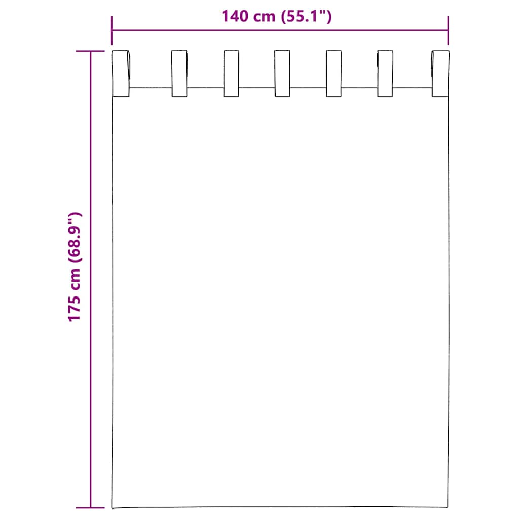 voile-gardiner med løkker 2 stk. 140x175 cm turkis