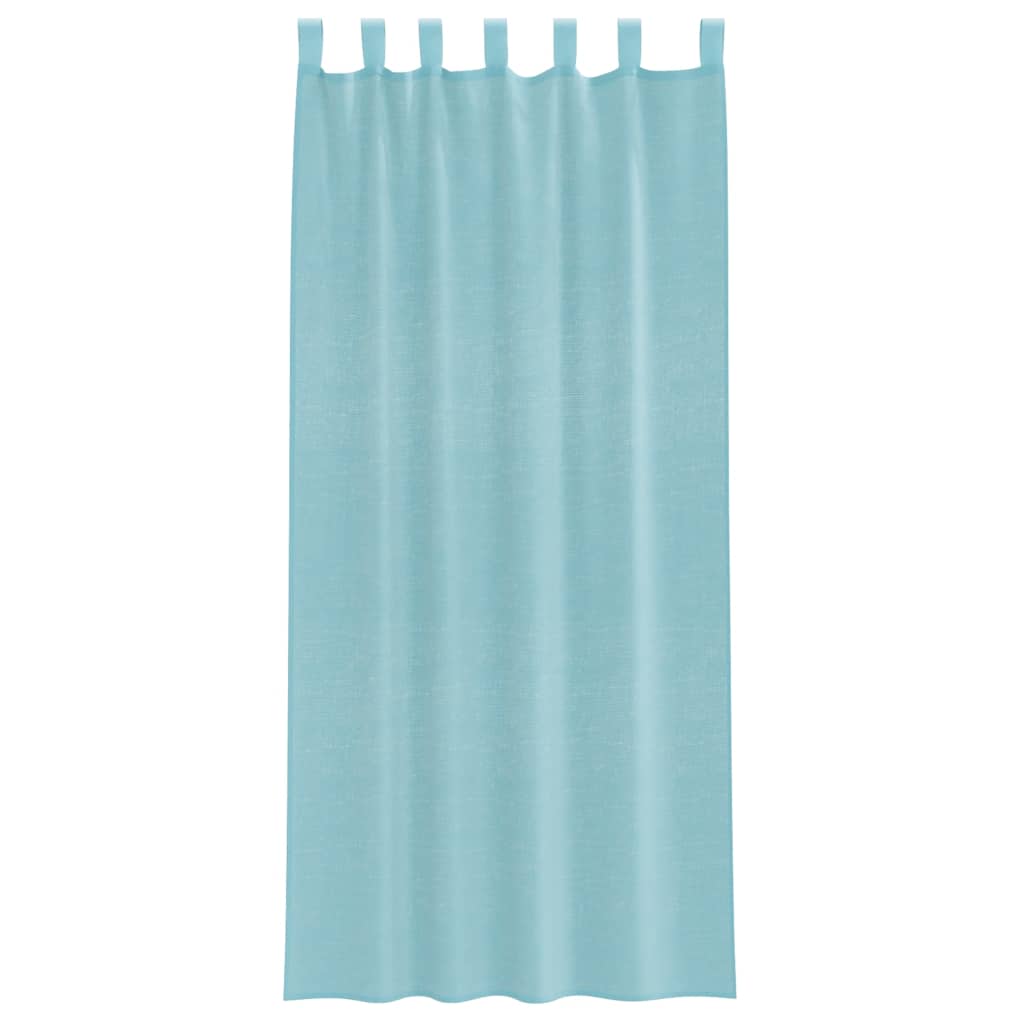 voile-gardiner med løkker 2 stk. 140x245 cm turkis