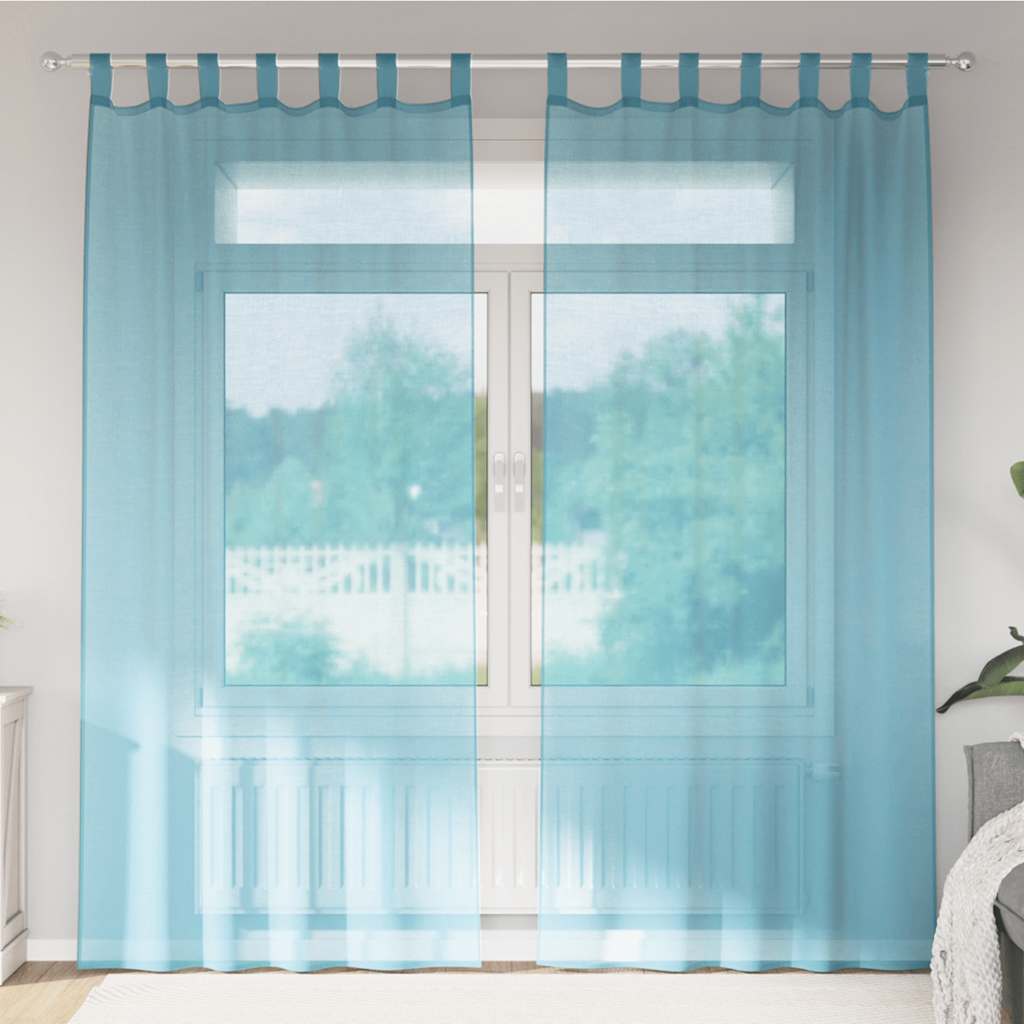 voile-gardiner med løkker 2 stk. 140x245 cm turkis