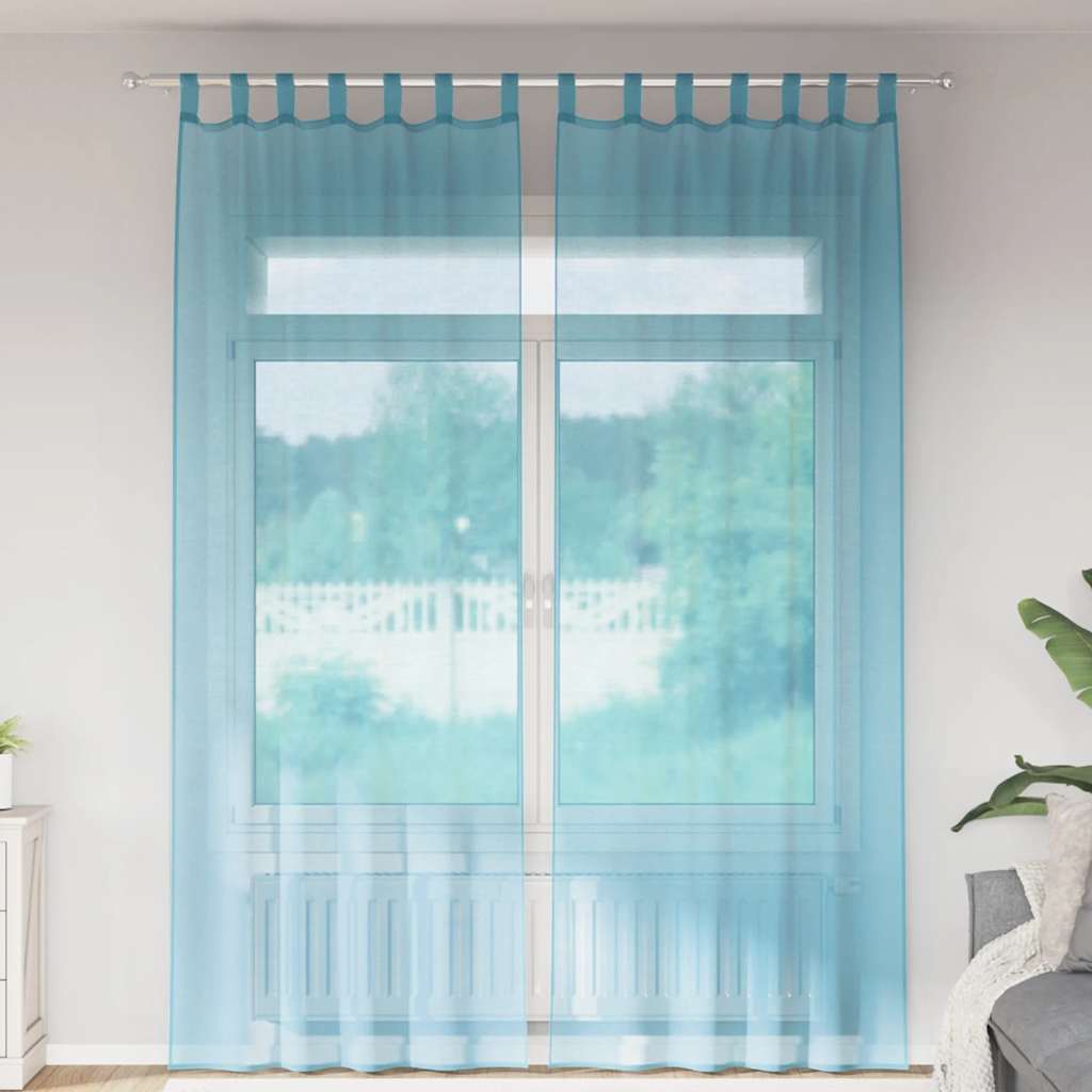 voile-gardiner med løkker 2 stk. 140x260 cm turkis