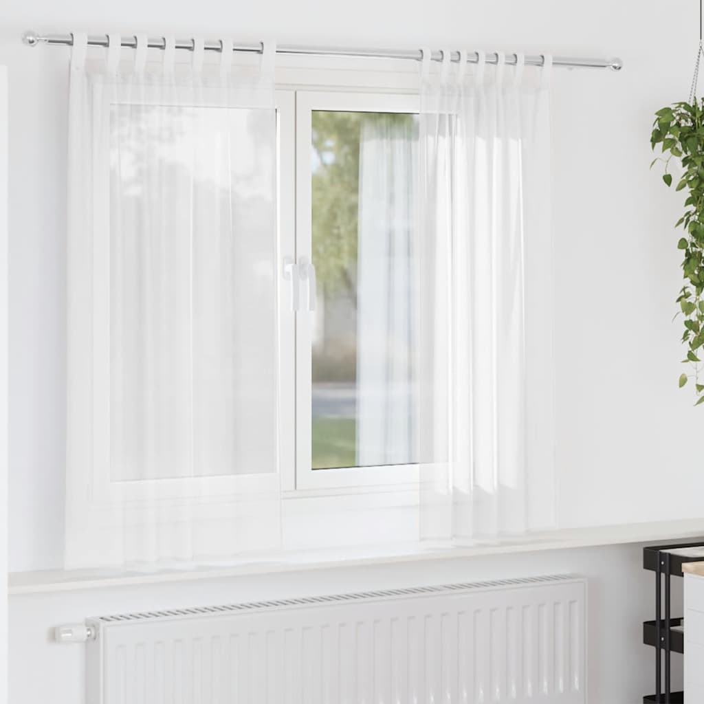 voile-gardiner med løkker 2 stk. 140x140 cm hvid