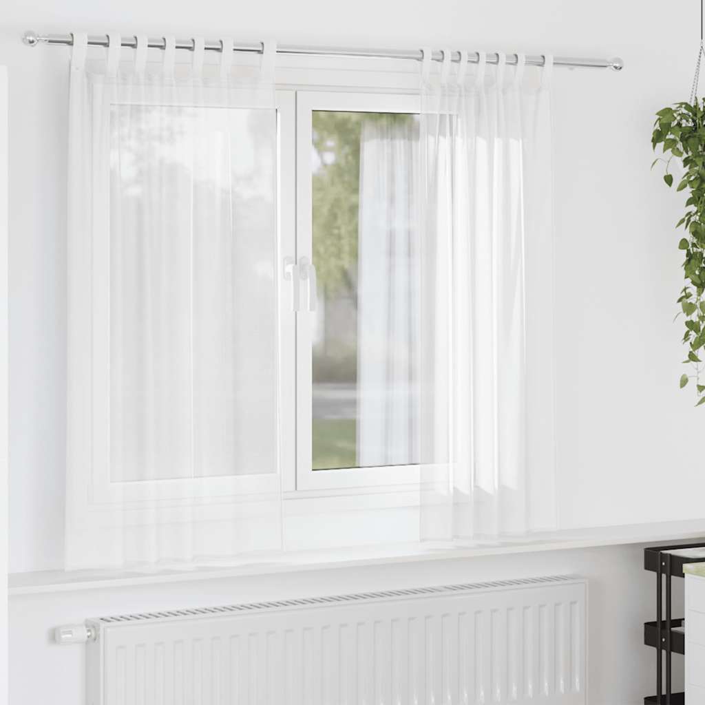 voile-gardiner med løkker 2 stk. 140x175 cm hvid