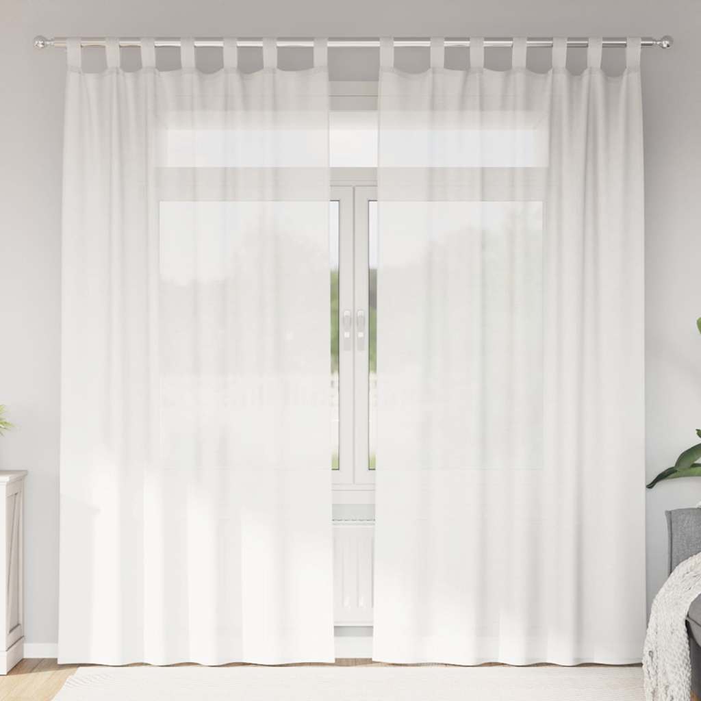 voile-gardiner med løkker 2 stk. 140x225 cm hvid
