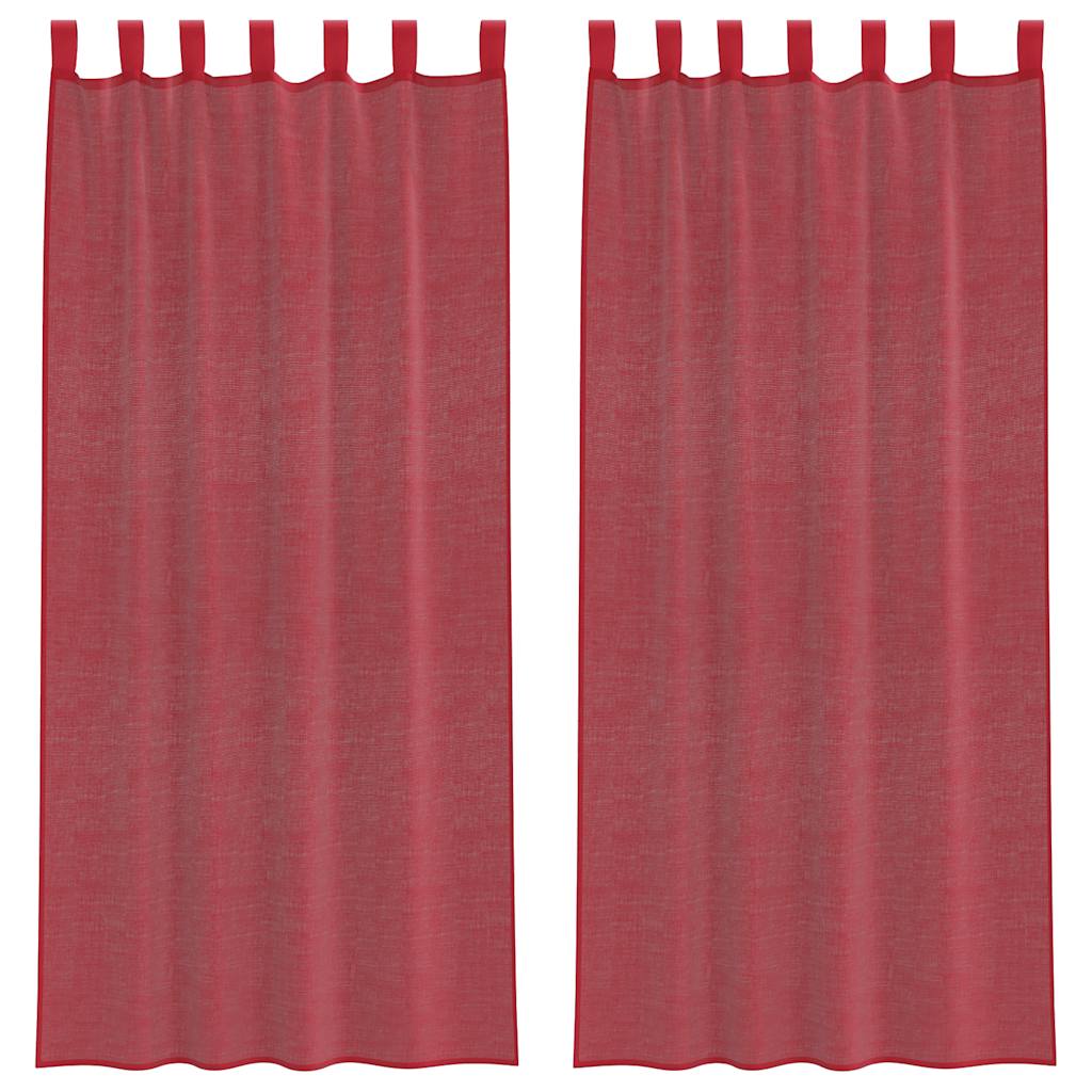 voile-gardiner med løkker 2 stk. 140x245 cm vinrød