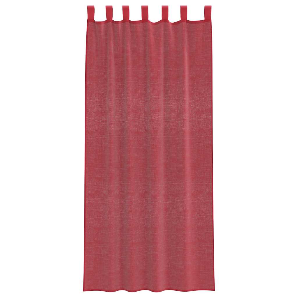voile-gardiner med løkker 2 stk. 140x245 cm vinrød