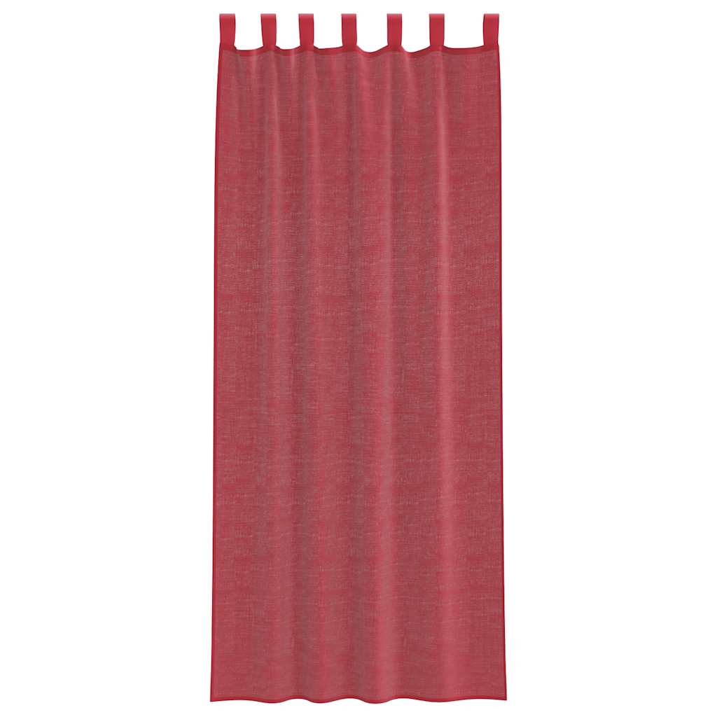 voile-gardiner med løkker 2 stk. 140x260 cm vinrød