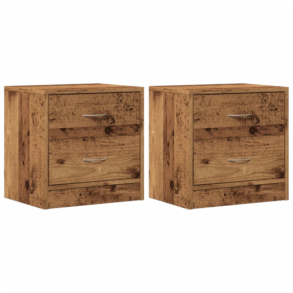 sengeborde 2 stk. 40x30x40 cm konstrueret træ gammelt trælook - Flotthjem
