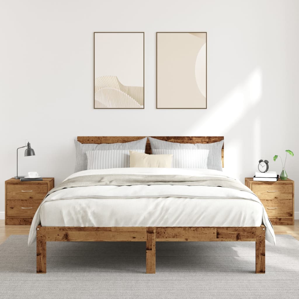 sengeborde 2 stk. 40x30x40 cm konstrueret træ gammelt trælook - Flotthjem