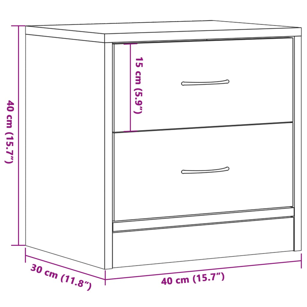 sengeborde 2 stk. 40x30x40 cm konstrueret træ gammelt trælook - Flotthjem