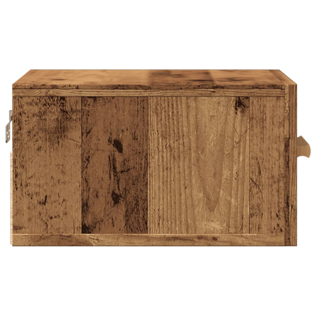 væghængt sengebord 35x35x20 cm antikt trælook - Flotthjem