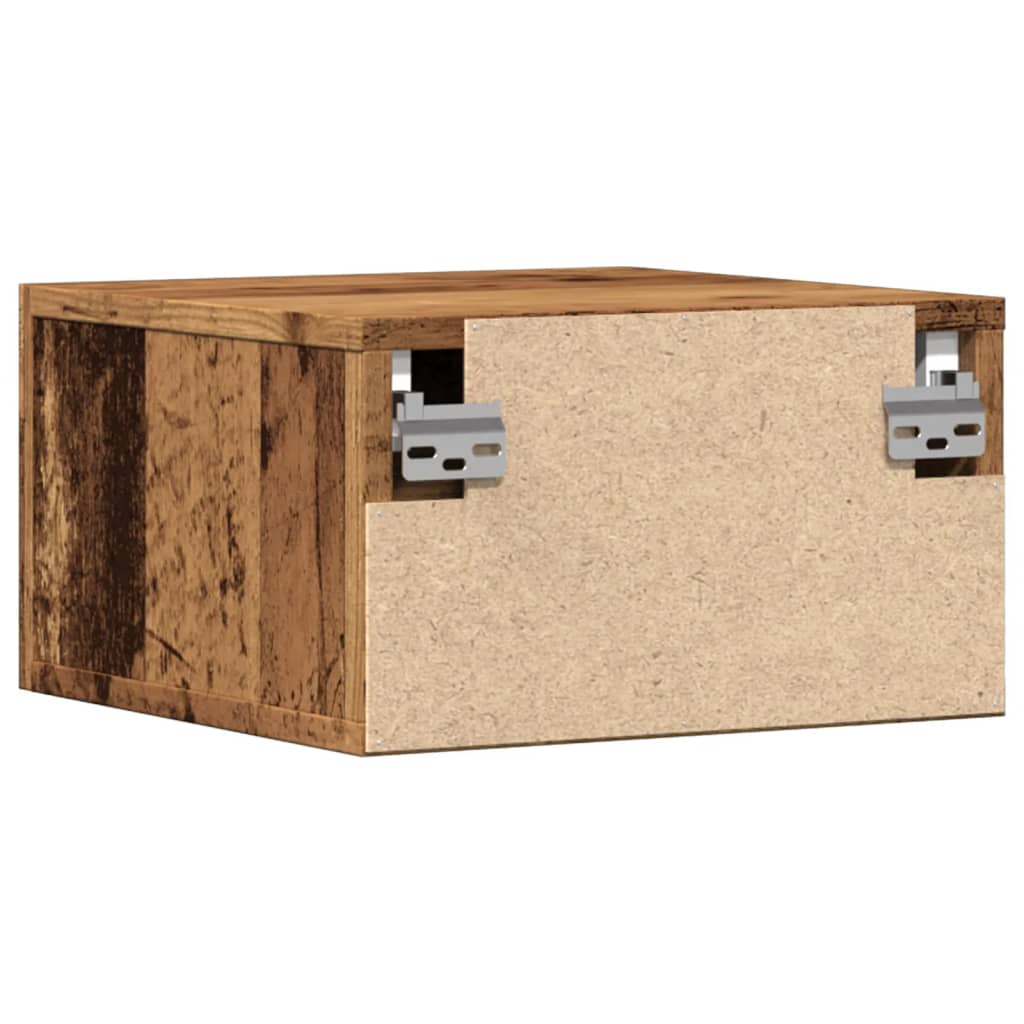 væghængt sengebord 35x35x20 cm antikt trælook - Flotthjem