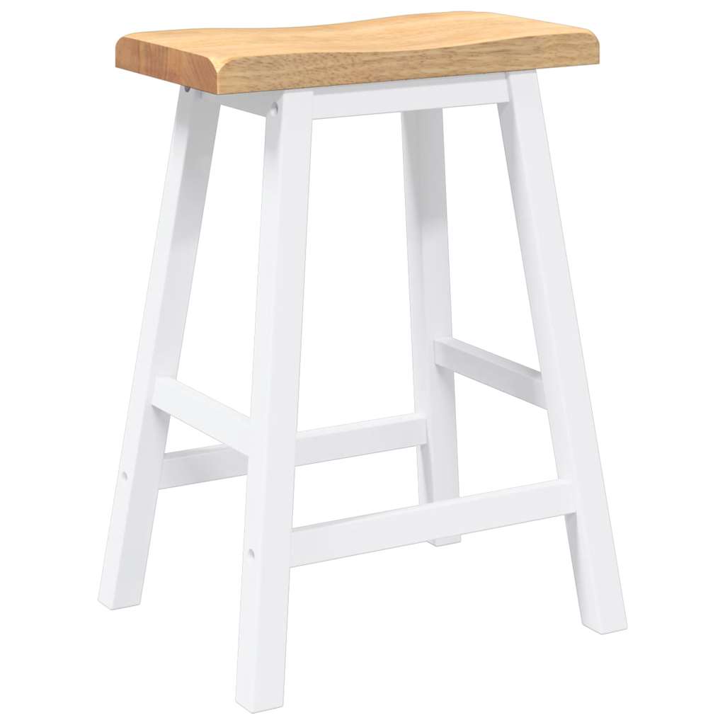 barstole 2 stk. massivt gummitræ hvid