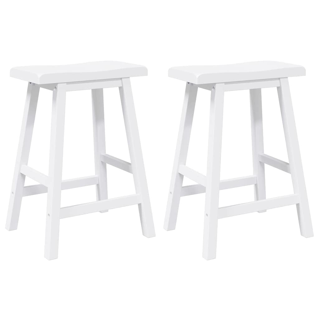 barstole 2 stk. massivt gummitræ hvid