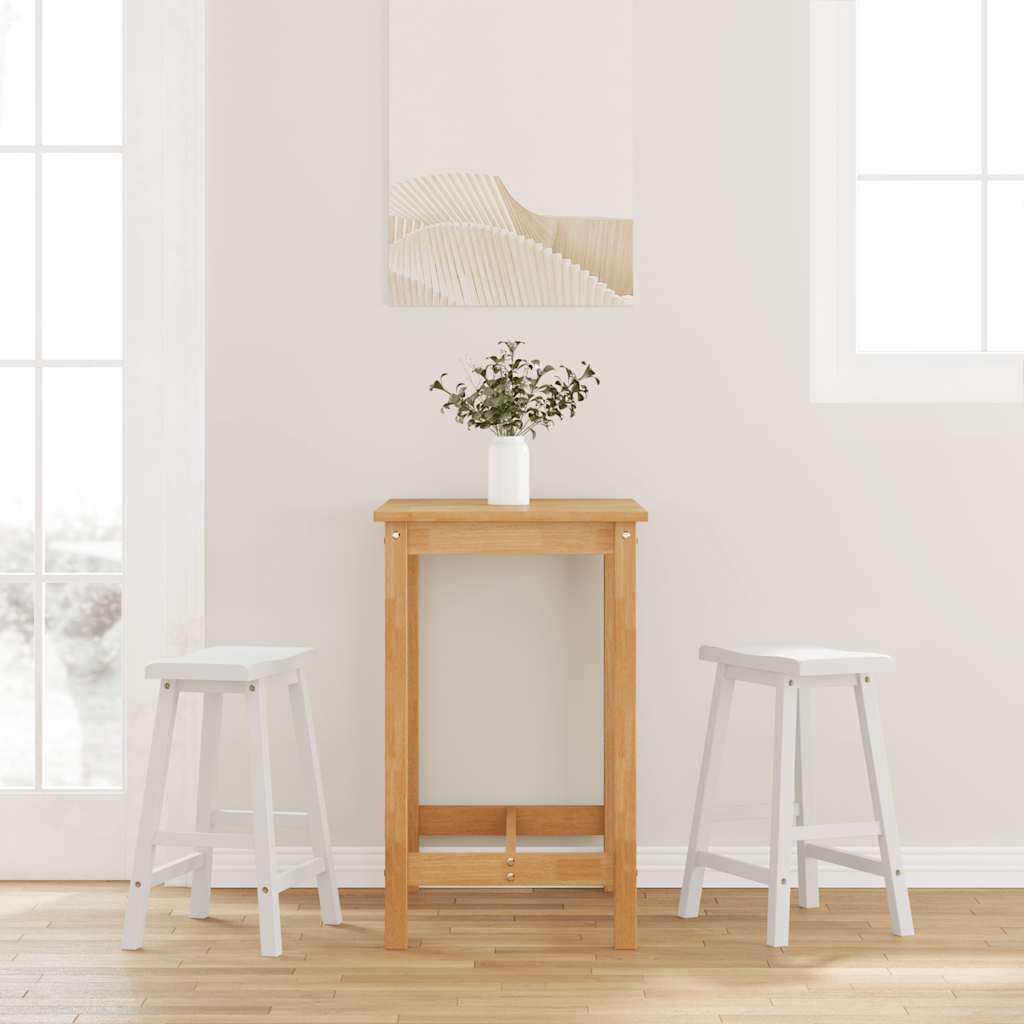 barstole 2 stk. massivt gummitræ hvid