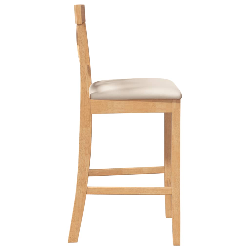 barstole med hynder 2 stk. massivt gummitræ naturfarvet
