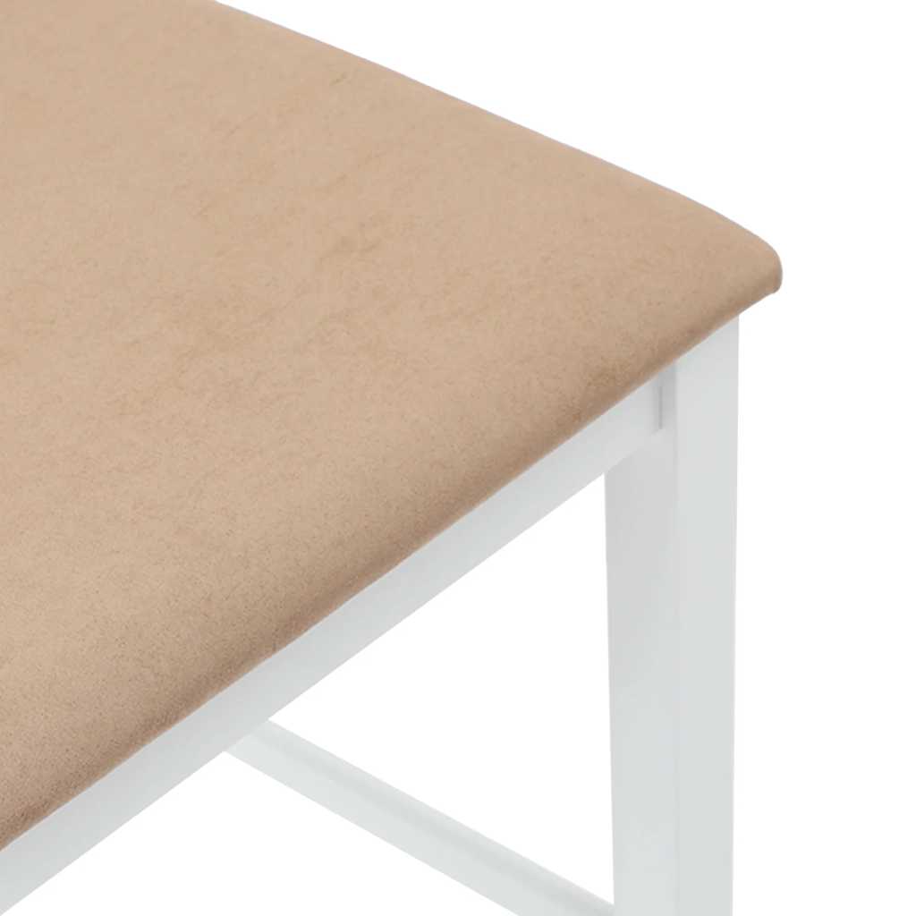 barstole med hynder 2 stk. massivt gummitræ hvid