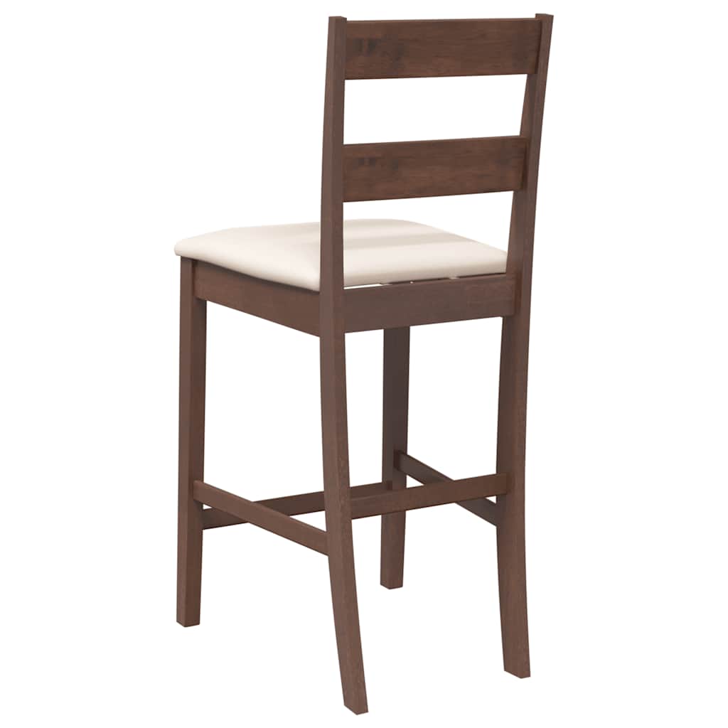 barstole med hynder 2 stk. massivt gummitræ brun