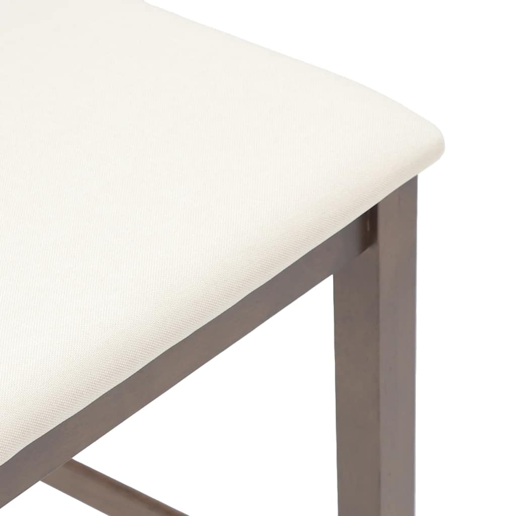 barstole med hynder 2 stk. massivt gummitræ brun