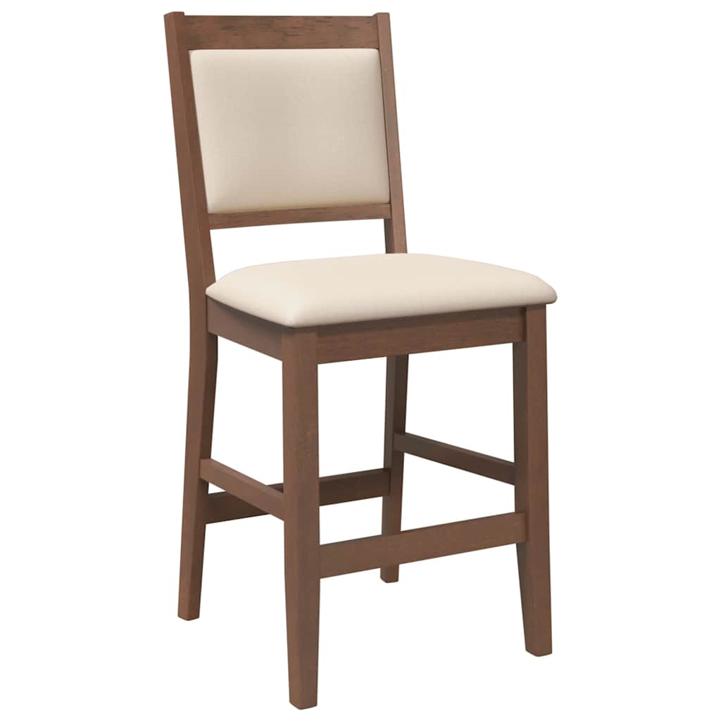 barstole med hynder 2 stk. massivt gummitræ brun