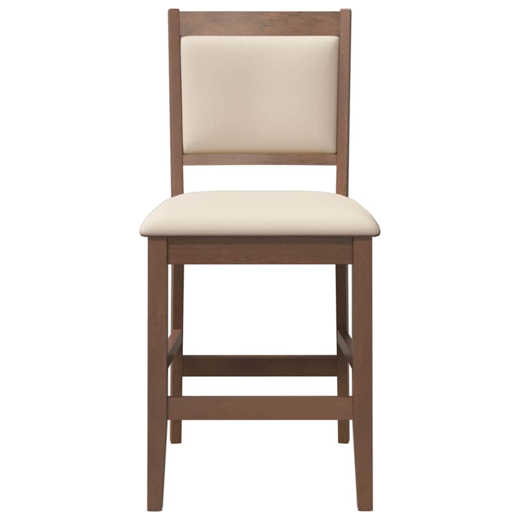 barstole med hynder 2 stk. massivt gummitræ brun