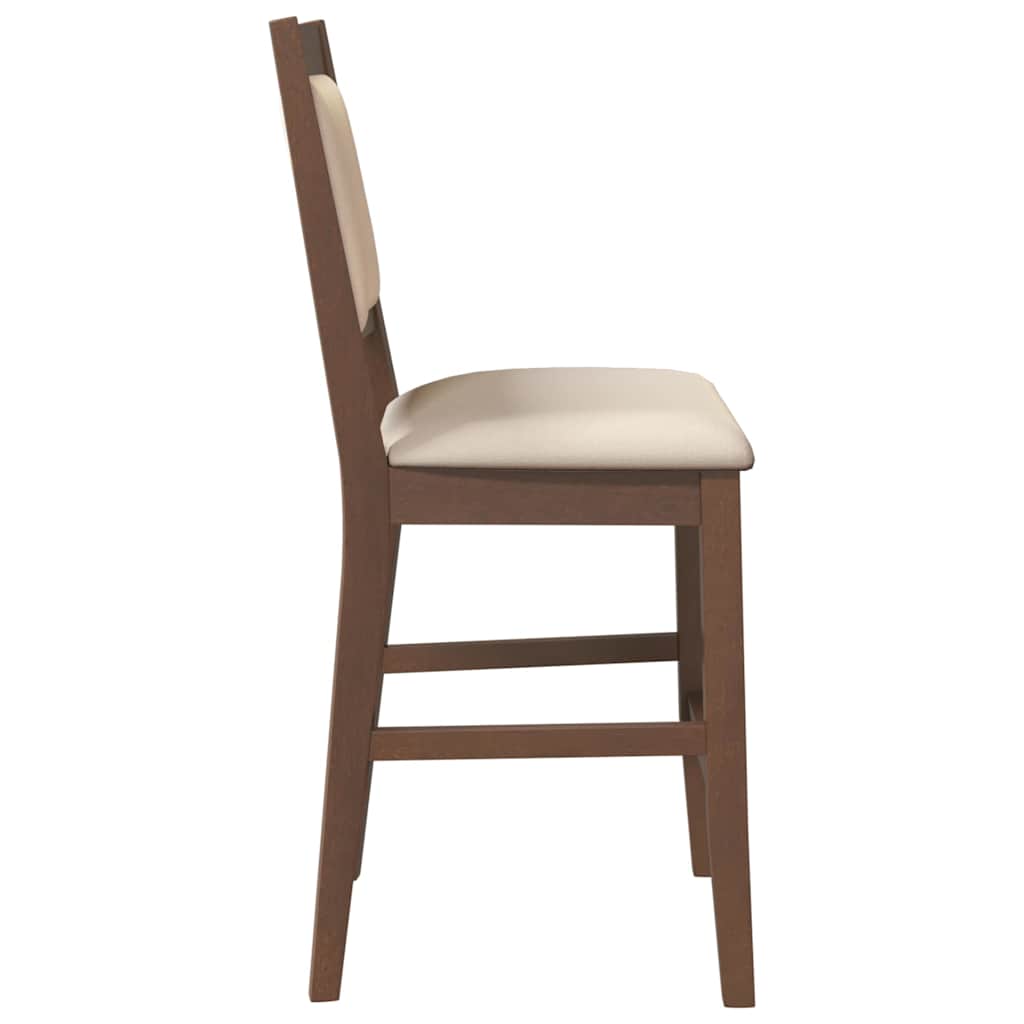 barstole med hynder 2 stk. massivt gummitræ brun