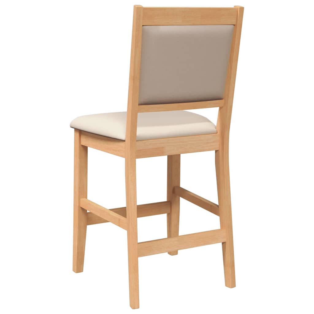 barstole med hynder 2 stk. massivt gummitræ naturfarvet