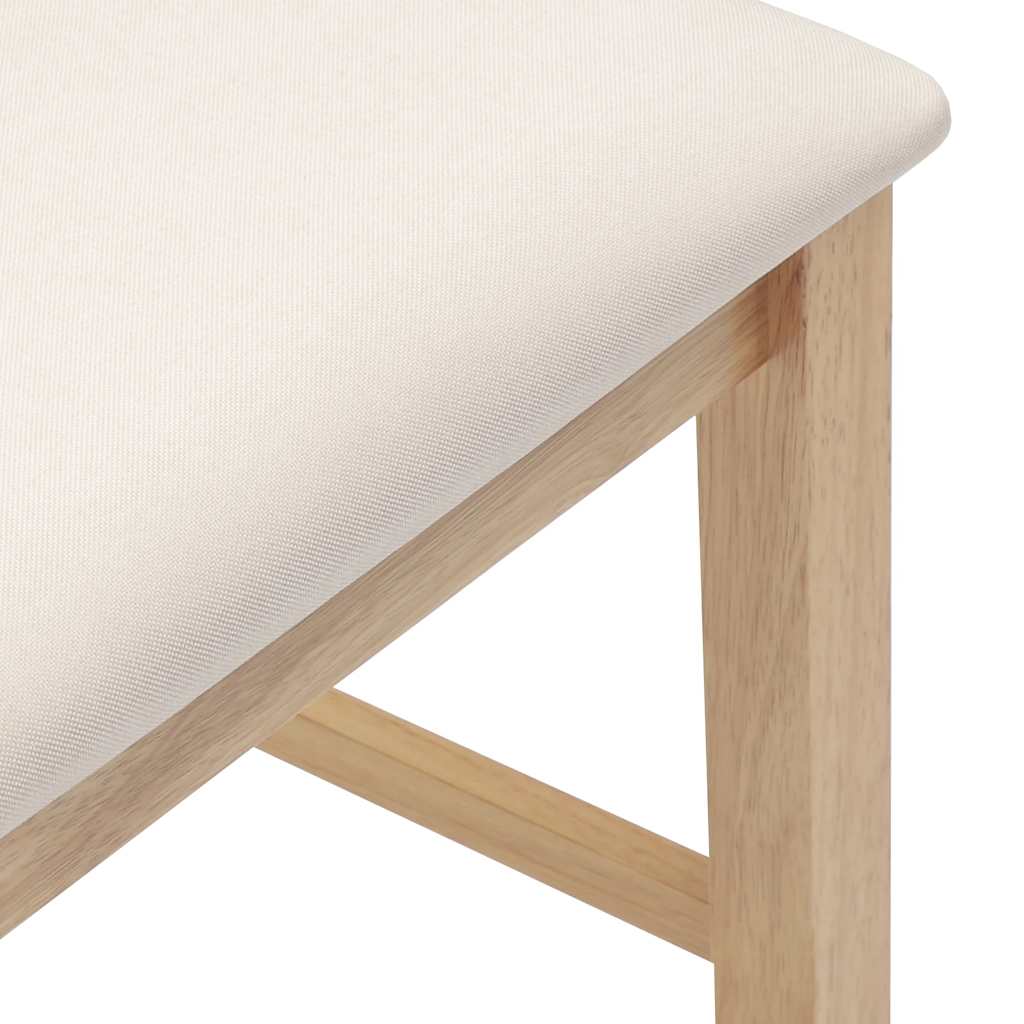 barstole med hynder 2 stk. massivt gummitræ naturfarvet