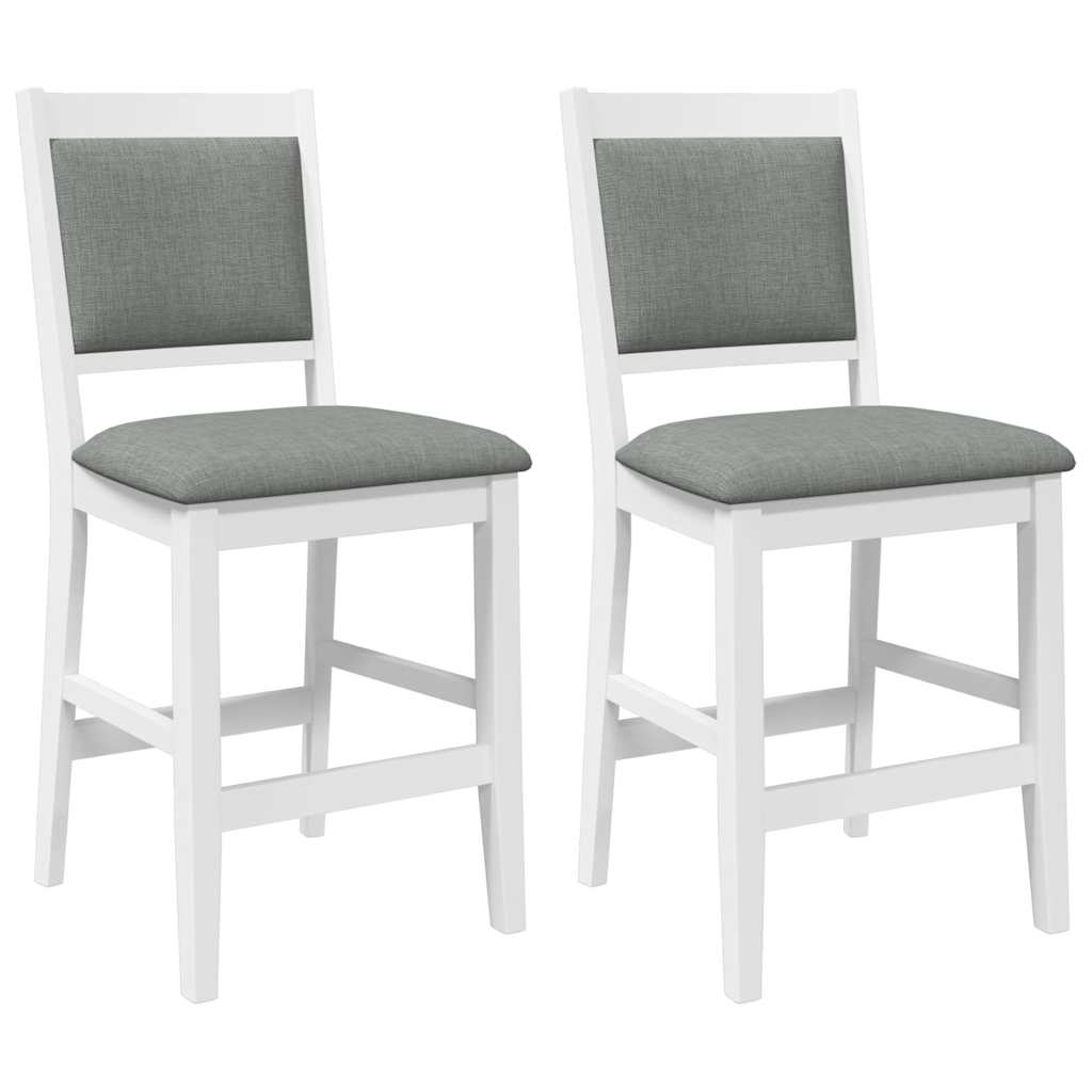 barstole med hynder 2 stk. massivt gummitræ hvid