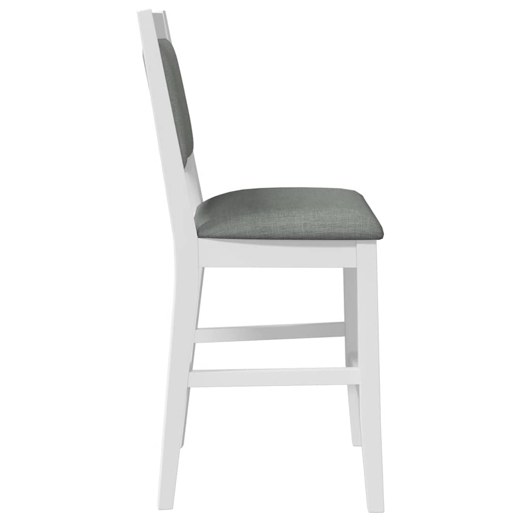 barstole med hynder 2 stk. massivt gummitræ hvid