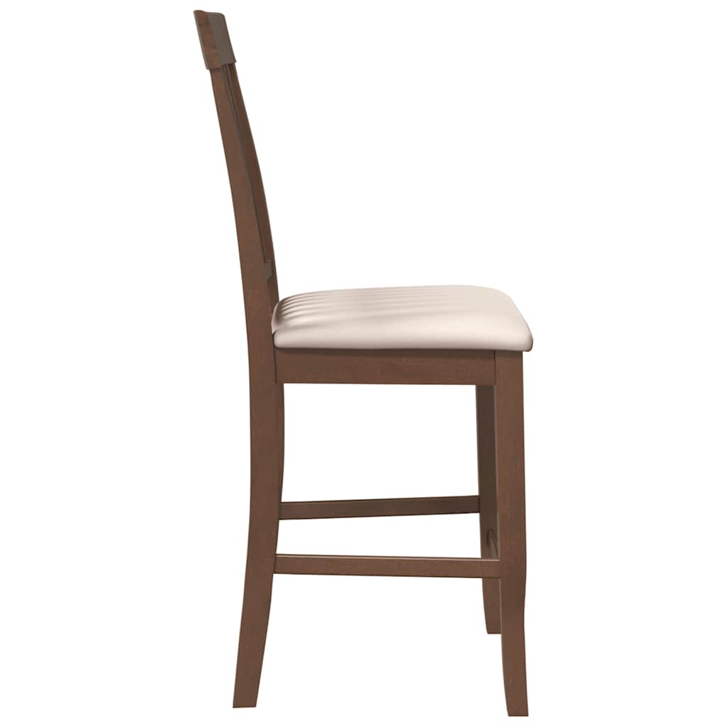 barstole med hynder 2 stk. massivt gummitræ brun