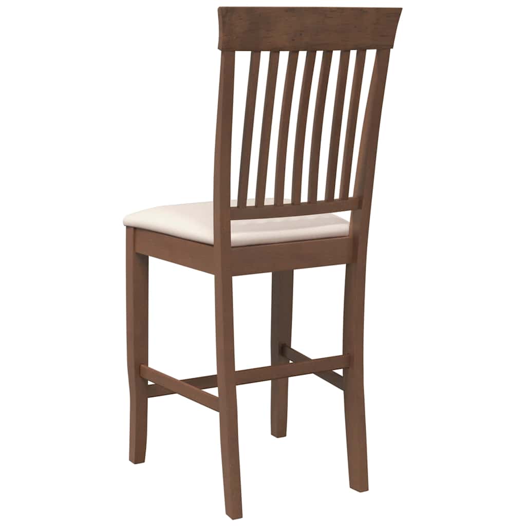 barstole med hynder 2 stk. massivt gummitræ brun