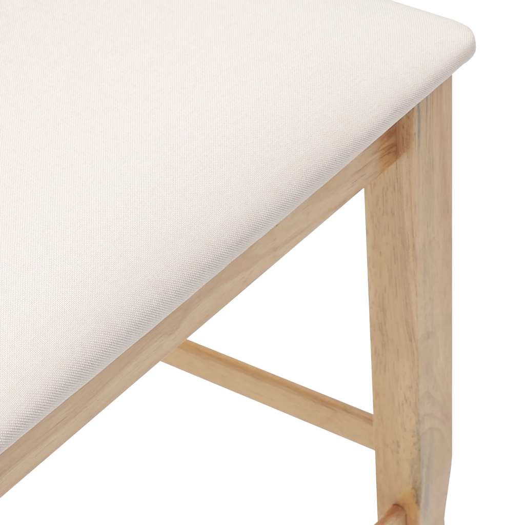 barstole med hynder 2 stk. massivt gummitræ naturfarvet